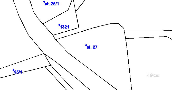 Parcela st. 27 v KÚ Hradiště nad Berounkou, Katastrální mapa