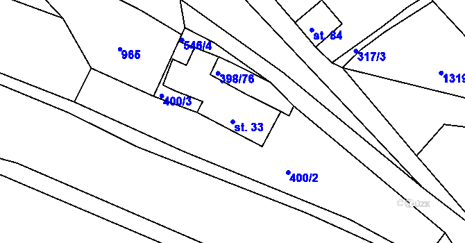 Parcela st. 33 v KÚ Hradiště nad Berounkou, Katastrální mapa