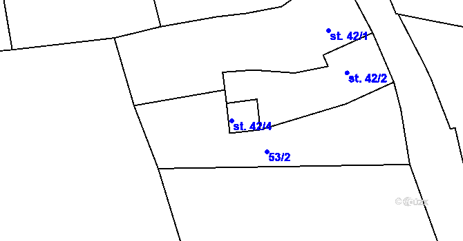 Parcela st. 42/4 v KÚ Hradiště nad Berounkou, Katastrální mapa