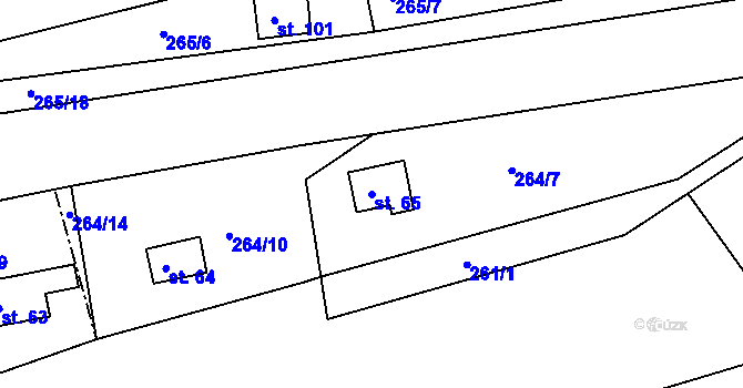 Parcela st. 65 v KÚ Hradiště nad Berounkou, Katastrální mapa