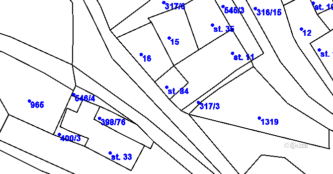Parcela st. 84 v KÚ Hradiště nad Berounkou, Katastrální mapa