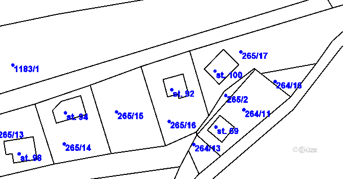 Parcela st. 92 v KÚ Hradiště nad Berounkou, Katastrální mapa