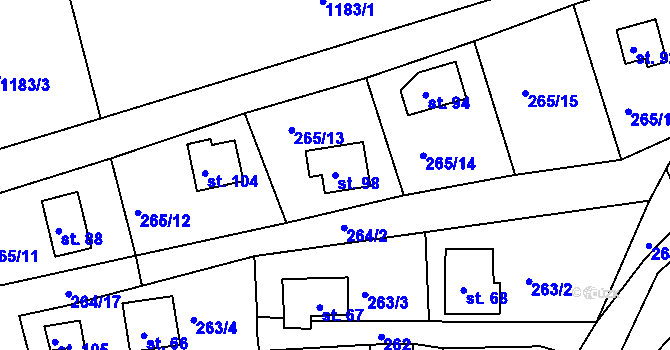 Parcela st. 98 v KÚ Hradiště nad Berounkou, Katastrální mapa