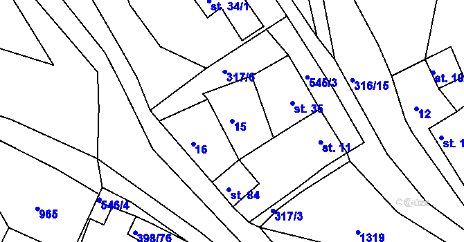 Parcela st. 15 v KÚ Hradiště nad Berounkou, Katastrální mapa
