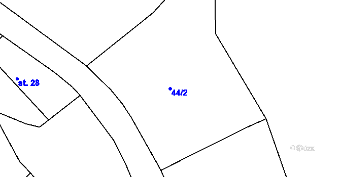 Parcela st. 44/2 v KÚ Hradiště nad Berounkou, Katastrální mapa