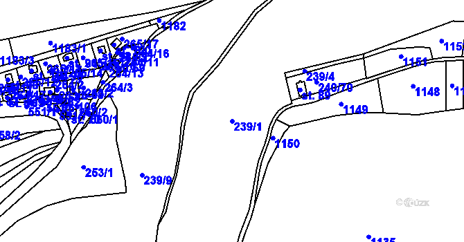 Parcela st. 239/1 v KÚ Hradiště nad Berounkou, Katastrální mapa