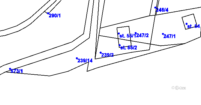 Parcela st. 239/2 v KÚ Hradiště nad Berounkou, Katastrální mapa
