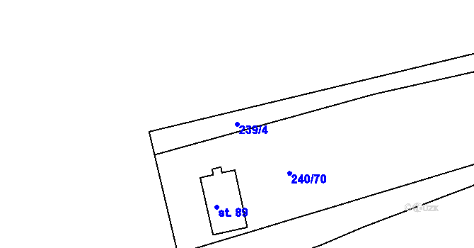 Parcela st. 239/4 v KÚ Hradiště nad Berounkou, Katastrální mapa