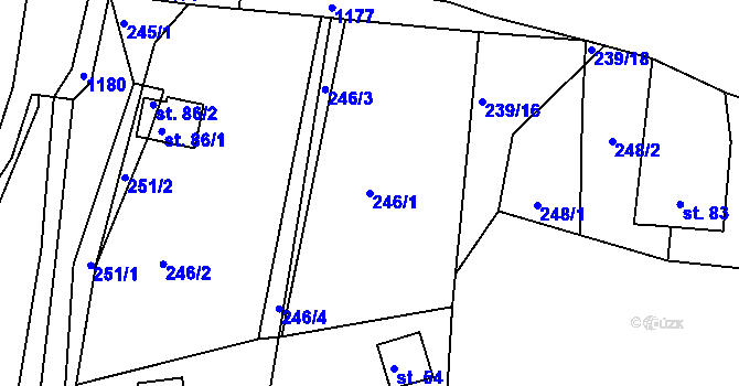 Parcela st. 246/1 v KÚ Hradiště nad Berounkou, Katastrální mapa