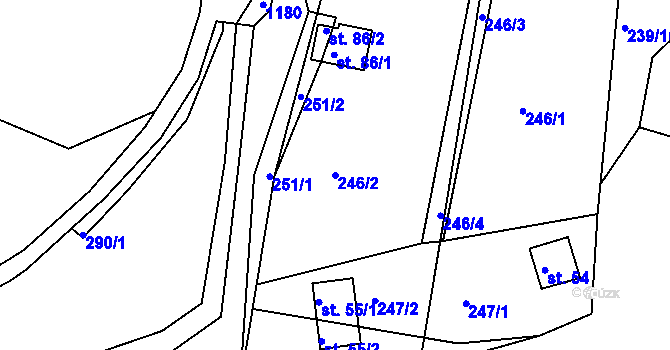 Parcela st. 246/2 v KÚ Hradiště nad Berounkou, Katastrální mapa