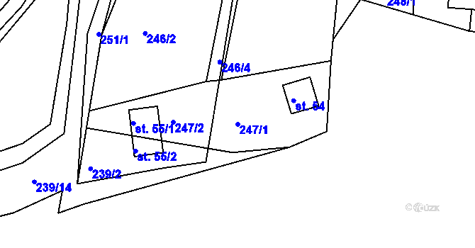 Parcela st. 247/1 v KÚ Hradiště nad Berounkou, Katastrální mapa