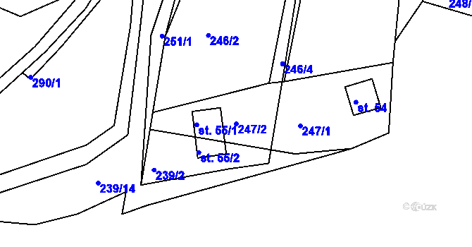 Parcela st. 247/2 v KÚ Hradiště nad Berounkou, Katastrální mapa
