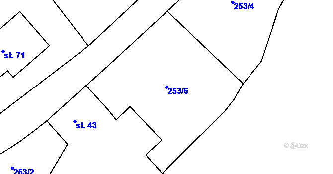 Parcela st. 253/6 v KÚ Hradiště nad Berounkou, Katastrální mapa