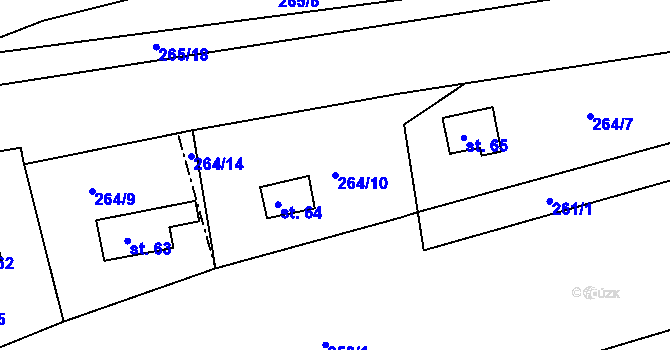 Parcela st. 264/10 v KÚ Hradiště nad Berounkou, Katastrální mapa