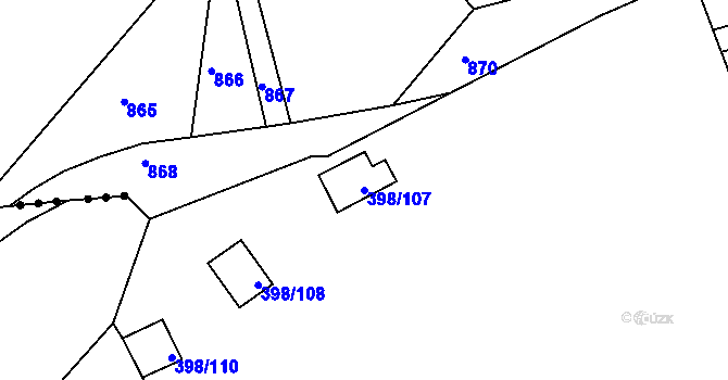 Parcela st. 398/107 v KÚ Hradiště nad Berounkou, Katastrální mapa