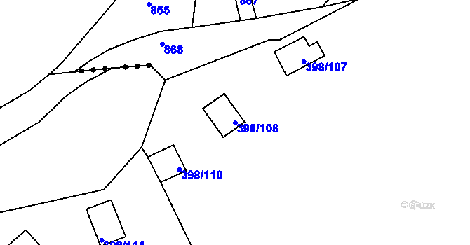 Parcela st. 398/108 v KÚ Hradiště nad Berounkou, Katastrální mapa