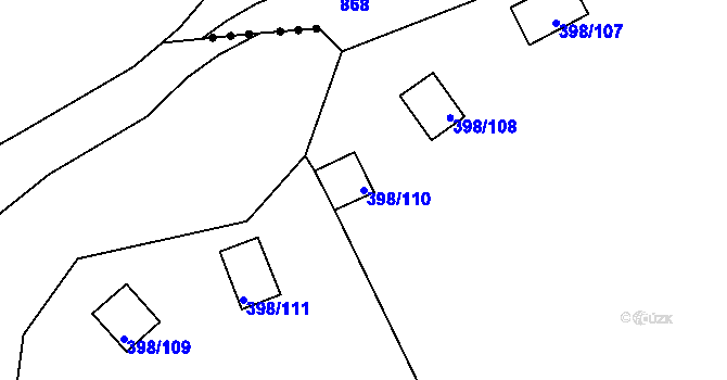 Parcela st. 398/110 v KÚ Hradiště nad Berounkou, Katastrální mapa