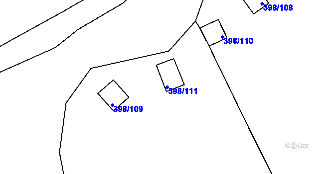 Parcela st. 398/111 v KÚ Hradiště nad Berounkou, Katastrální mapa