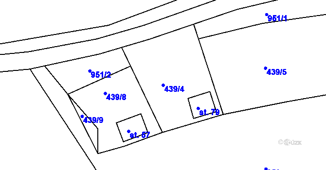 Parcela st. 439/4 v KÚ Hradiště nad Berounkou, Katastrální mapa