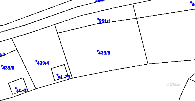 Parcela st. 439/5 v KÚ Hradiště nad Berounkou, Katastrální mapa