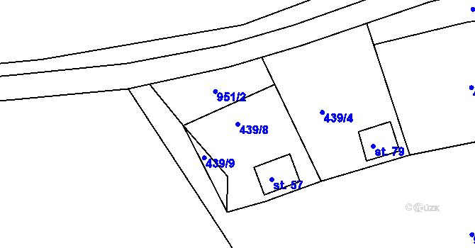 Parcela st. 439/8 v KÚ Hradiště nad Berounkou, Katastrální mapa
