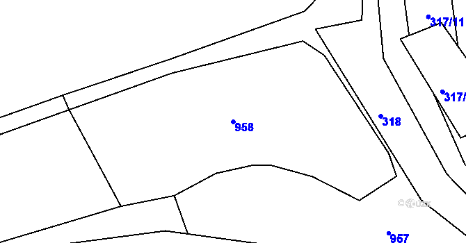 Parcela st. 958 v KÚ Hradiště nad Berounkou, Katastrální mapa