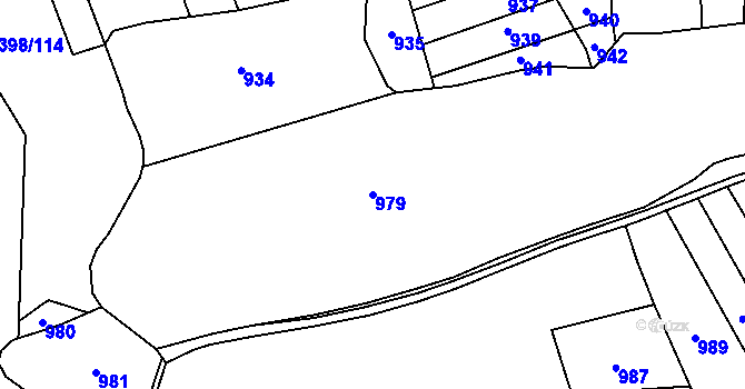 Parcela st. 979 v KÚ Hradiště nad Berounkou, Katastrální mapa