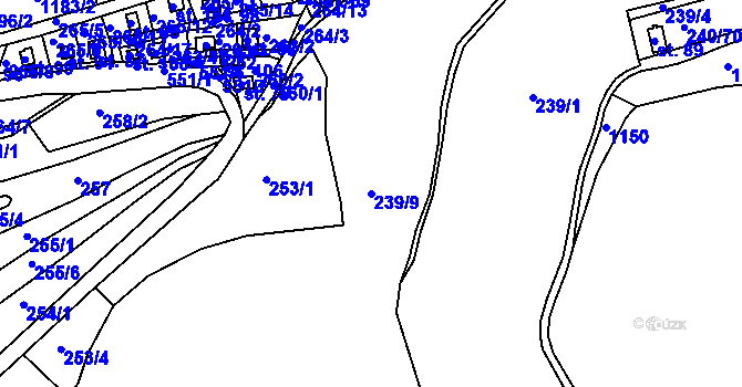Parcela st. 239/9 v KÚ Hradiště nad Berounkou, Katastrální mapa