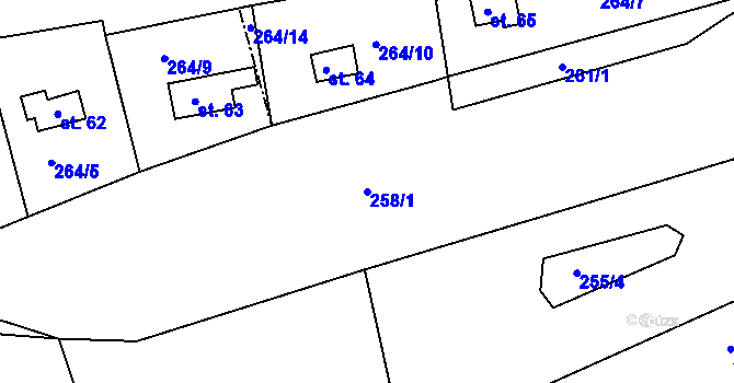 Parcela st. 258/1 v KÚ Hradiště nad Berounkou, Katastrální mapa