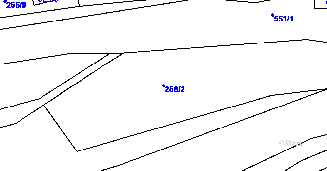 Parcela st. 258/2 v KÚ Hradiště nad Berounkou, Katastrální mapa