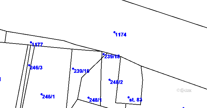 Parcela st. 239/18 v KÚ Hradiště nad Berounkou, Katastrální mapa