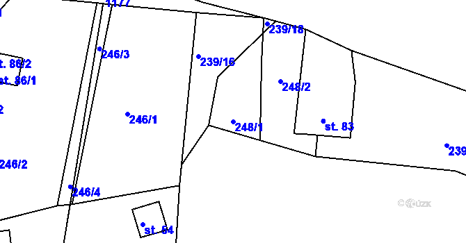 Parcela st. 248/1 v KÚ Hradiště nad Berounkou, Katastrální mapa