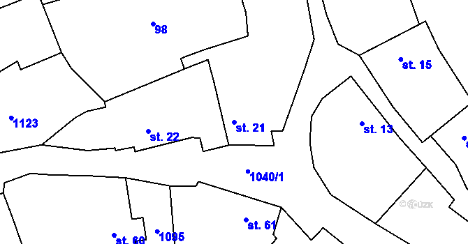 Parcela st. 21 v KÚ Podmokly nad Berounkou, Katastrální mapa