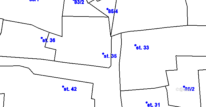 Parcela st. 35 v KÚ Podmokly nad Berounkou, Katastrální mapa