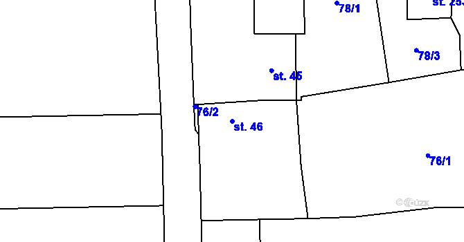 Parcela st. 46 v KÚ Podmokly nad Berounkou, Katastrální mapa