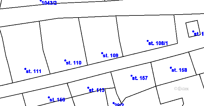 Parcela st. 109 v KÚ Podmokly nad Berounkou, Katastrální mapa