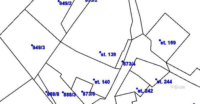 Parcela st. 139 v KÚ Podmokly nad Berounkou, Katastrální mapa
