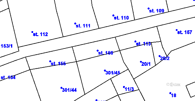 Parcela st. 156 v KÚ Podmokly nad Berounkou, Katastrální mapa