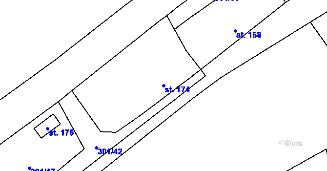Parcela st. 174 v KÚ Podmokly nad Berounkou, Katastrální mapa