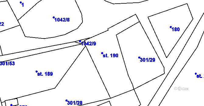 Parcela st. 190 v KÚ Podmokly nad Berounkou, Katastrální mapa