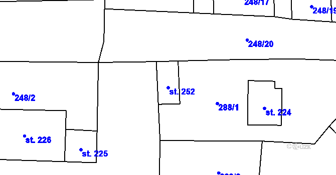 Parcela st. 252 v KÚ Podmokly nad Berounkou, Katastrální mapa