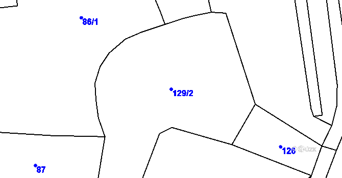Parcela st. 129/2 v KÚ Podmokly nad Berounkou, Katastrální mapa