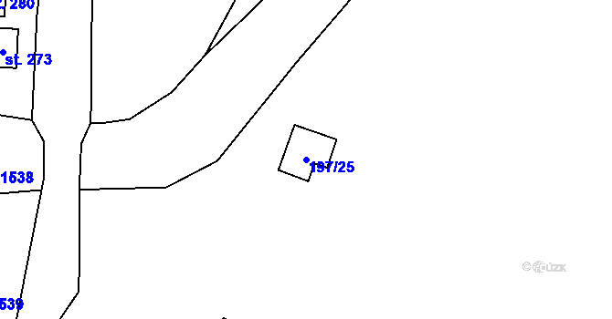 Parcela st. 197/25 v KÚ Podmokly nad Berounkou, Katastrální mapa