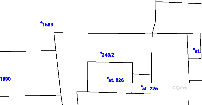 Parcela st. 248/2 v KÚ Podmokly nad Berounkou, Katastrální mapa