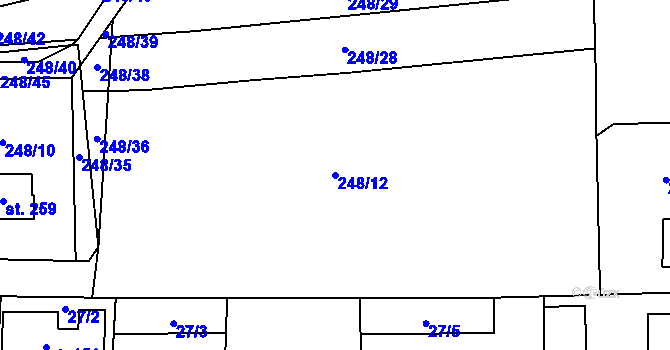 Parcela st. 248/12 v KÚ Podmokly nad Berounkou, Katastrální mapa