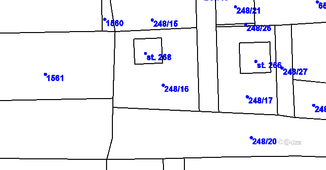 Parcela st. 248/16 v KÚ Podmokly nad Berounkou, Katastrální mapa