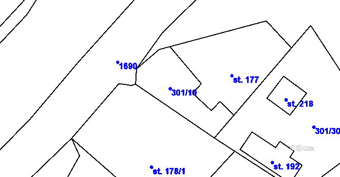 Parcela st. 301/19 v KÚ Podmokly nad Berounkou, Katastrální mapa
