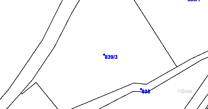 Parcela st. 839/3 v KÚ Podmokly nad Berounkou, Katastrální mapa