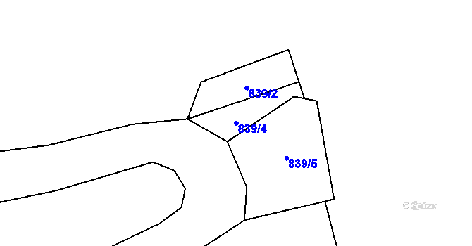 Parcela st. 839/4 v KÚ Podmokly nad Berounkou, Katastrální mapa