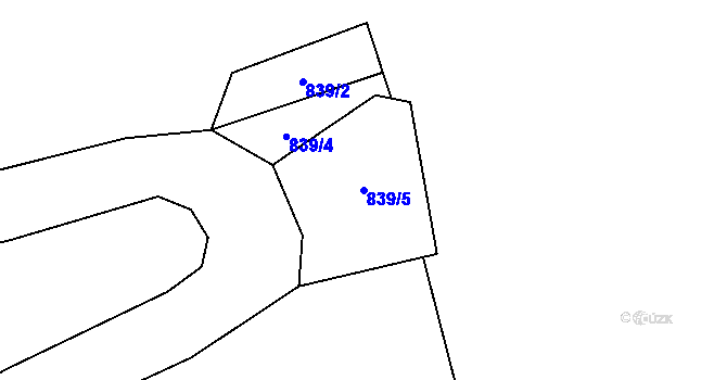 Parcela st. 839/5 v KÚ Podmokly nad Berounkou, Katastrální mapa